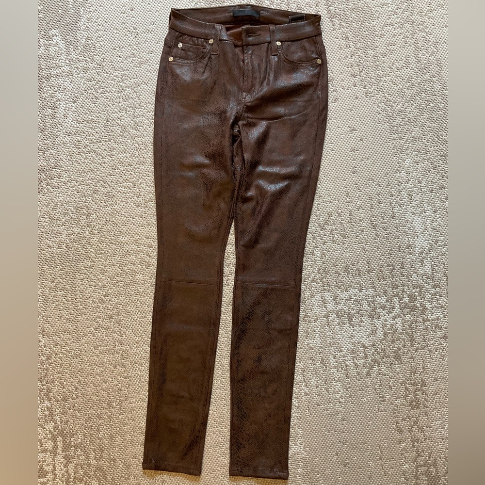 7 for all Mankind, brown snakeskin skinny jeans